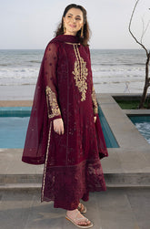 Azure Luxe Embellished Embroidered Chiffon 3 Piece Unstitched.
